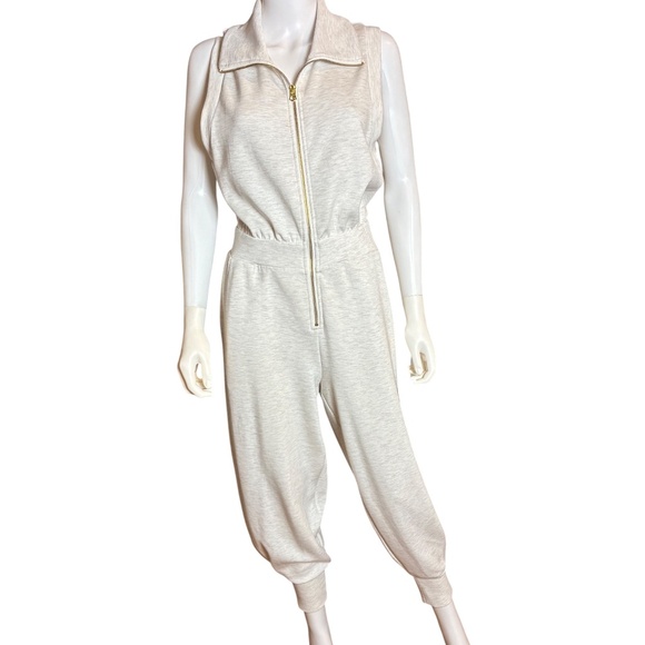 Varley DoubleSoft Zip-Front Jumpsuit | Marled Ivory | Size Small - Picture 1 of 4